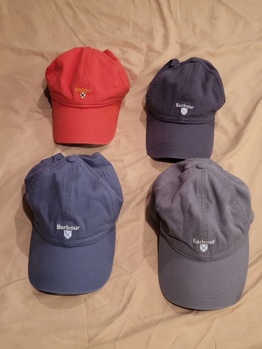 4 Barbour Cotton Baseball Cap - Red, Gray, Blue, Green